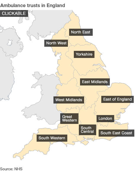 Interactive ambulance trusts map