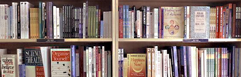 shelves with lots of books