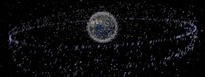Imagem dos resíduos espaciais. Foto: Agência Espacial Européia