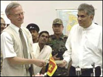 Wickramasinghe handing over signed CFA to Norwegian envoy
