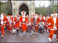 Running Father Christmases