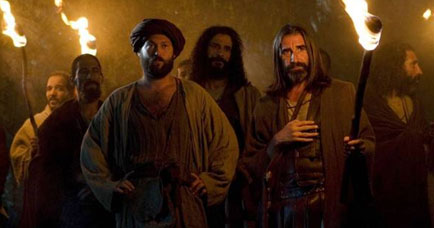 Judas arrives at Gethsemane, with The Sagan of the Temple (right)