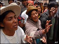Manifestantes em La Paz