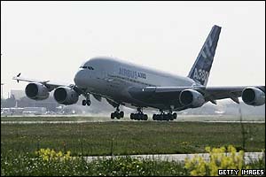 A380 takes off