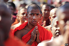Buddhist monks in Sri Lanka from the hardline group Bodu Bala Sena