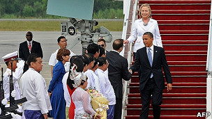 奥巴马抵达仰光