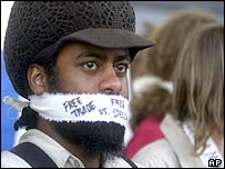 Ativista em protesto contra a Alca em Miami