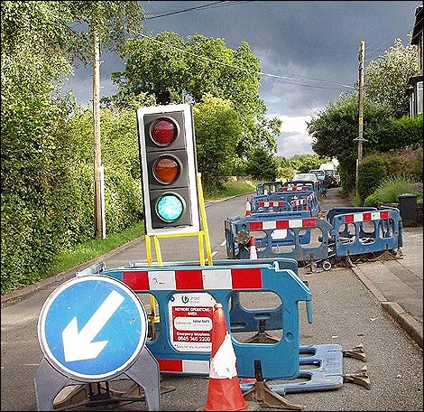 Road works in Arnside