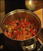 Pan of food on the stove