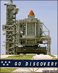 شاتل ديسکاوری سوار بر سکوی پرتاب