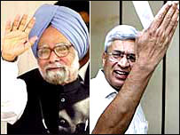 मनमोहन सिंह और प्रकाश कारत