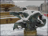 Quảng trường Trafalgar tại Luân Đôn một ngày đông