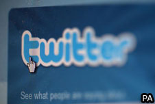 Screenshot of the social networking site Twitter