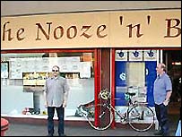 JR outside the newsagent