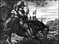 चार्ल्स द्वितीय का निर्वासन - पेंटिग से खींची गई फ़ोटो