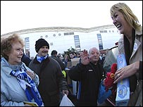 Jenny Jones collecting at Blues v Wolves