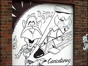 giant cartoon of George W Bush