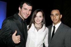 Joe Calzaghe (on the left), Victoria Pendleton and Lewis Hamilton (on the right)