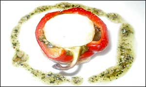 red pepper with goats cheese.