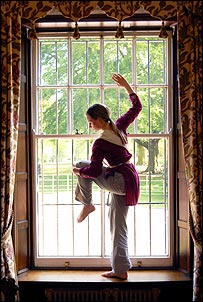 Dancer Ursula in the window of Bantock House