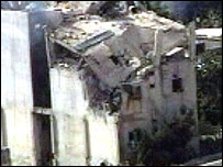 Prédio destruído durante operação militar em Nablus