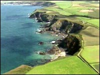 Aerial view of coastal path