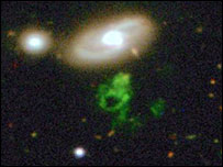 Objeto Cósmico (em verde)