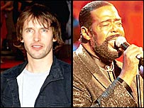 بری وایت (سمت راست) و جیمز بلانت