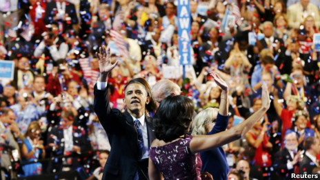 Tổng thống Barack Obama và vợ tại đại hội Đảng Dân chủ