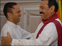 MLAM Hisbullah (L) with President Rajapaksa