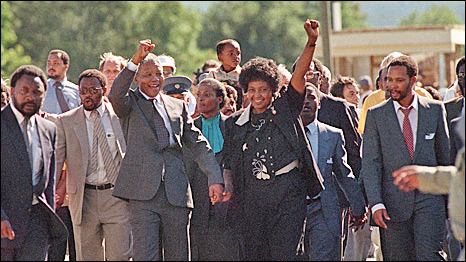 Nelson and Winnie Mandela with Hilda Ndude