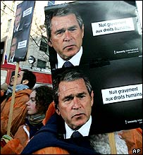 تظاهرات مخالفان بوش در بروکسل