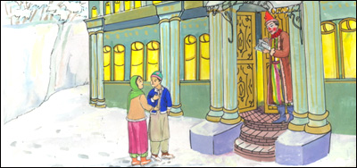 لالو ماما منتظر مهمانانش لب در ایستاده