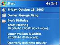 Pocket PC yazılımını kullanan bir bilgisayarın ekranı