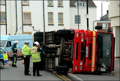 Overturned Fire Engine