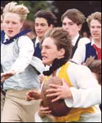 Re-enactment of William Webb Ellis first Rugby game at Rugby School 