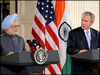राष्ट्रपति बुश और प्रधानमंत्री मनमोहन सिंह