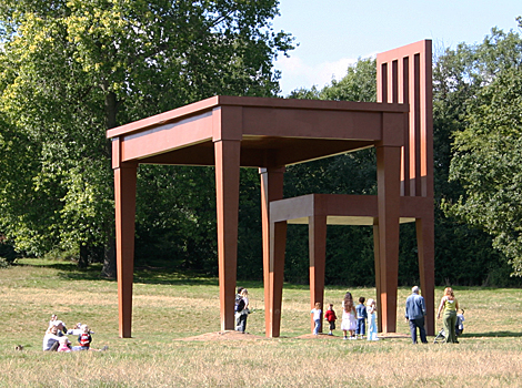 A giant table and chair
