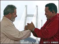 Luiz Inácio Lula da Silva e Hugo Chávez na Venezuela, em novembro