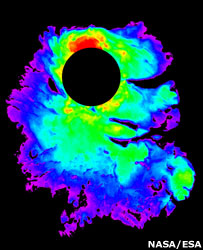 نموداری که رسوبات یخی قطب جنوب مریخ را به تصویر می کشد