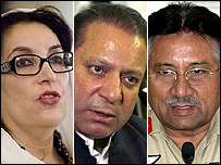 बेनज़ीर, शरीफ़ और मुशर्रफ़