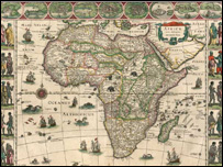 Mapa da África de 1635 feito pelo cartógrafo Willem Janszoon Blaeu