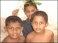 Children in  a refugee camp in Mannar, Sri Lanka