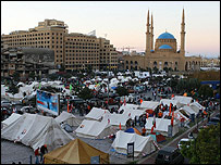 Beyrut'ta Suriye yanlısı muhalefetin eylem yaptığı meydan