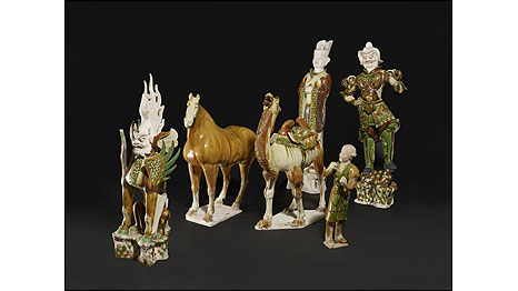 Figuras de túmulos da era Tang (Foto: The Trustees of the British Museum)
