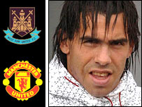 特维斯与曼联西汉姆队徽