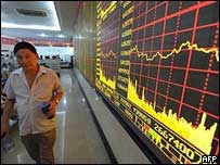 Giá chứng khoán sụt tại Thành Đô hồi tháng 9/2008