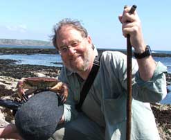 Presenter Lionel Kelleway holding an Edible Crab (Cancer pagurus)