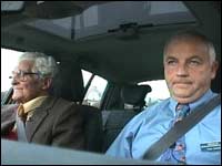 Les Dixon driving with his instructor