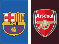 پرچم های آرسنال و بارسلون